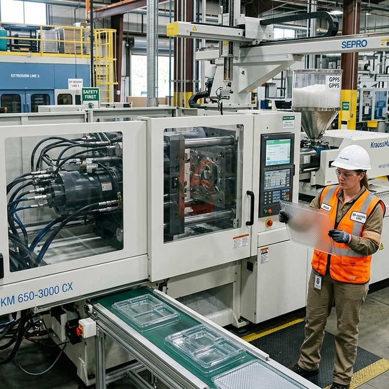 Injection molding facility utilizing STL GPPS 535