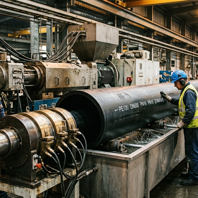 PE100 pressure pipe extrusion line