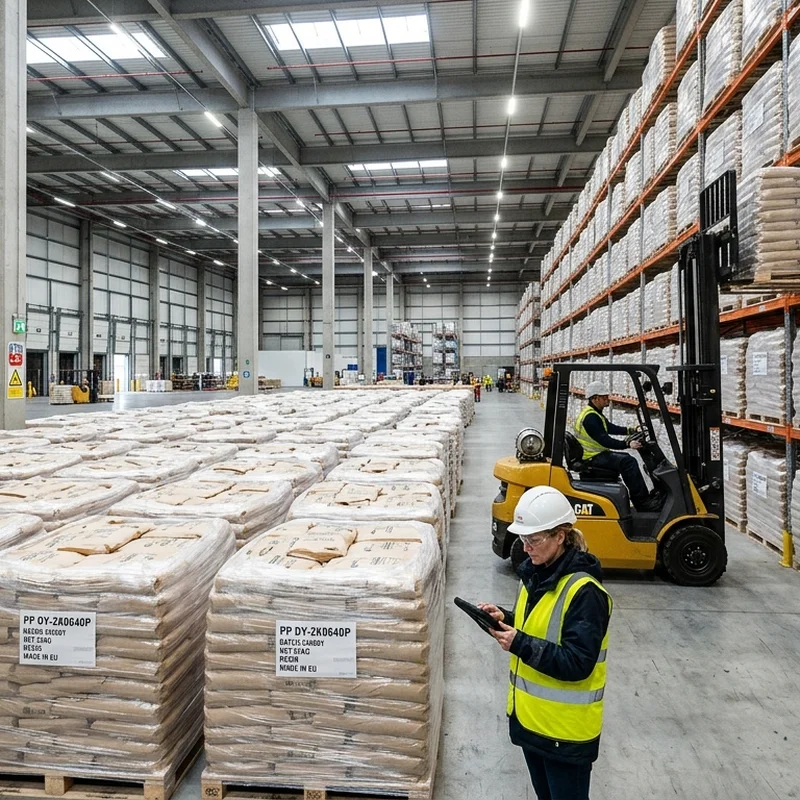 Palletized bags of KUNLUN PP resin in our warehouse