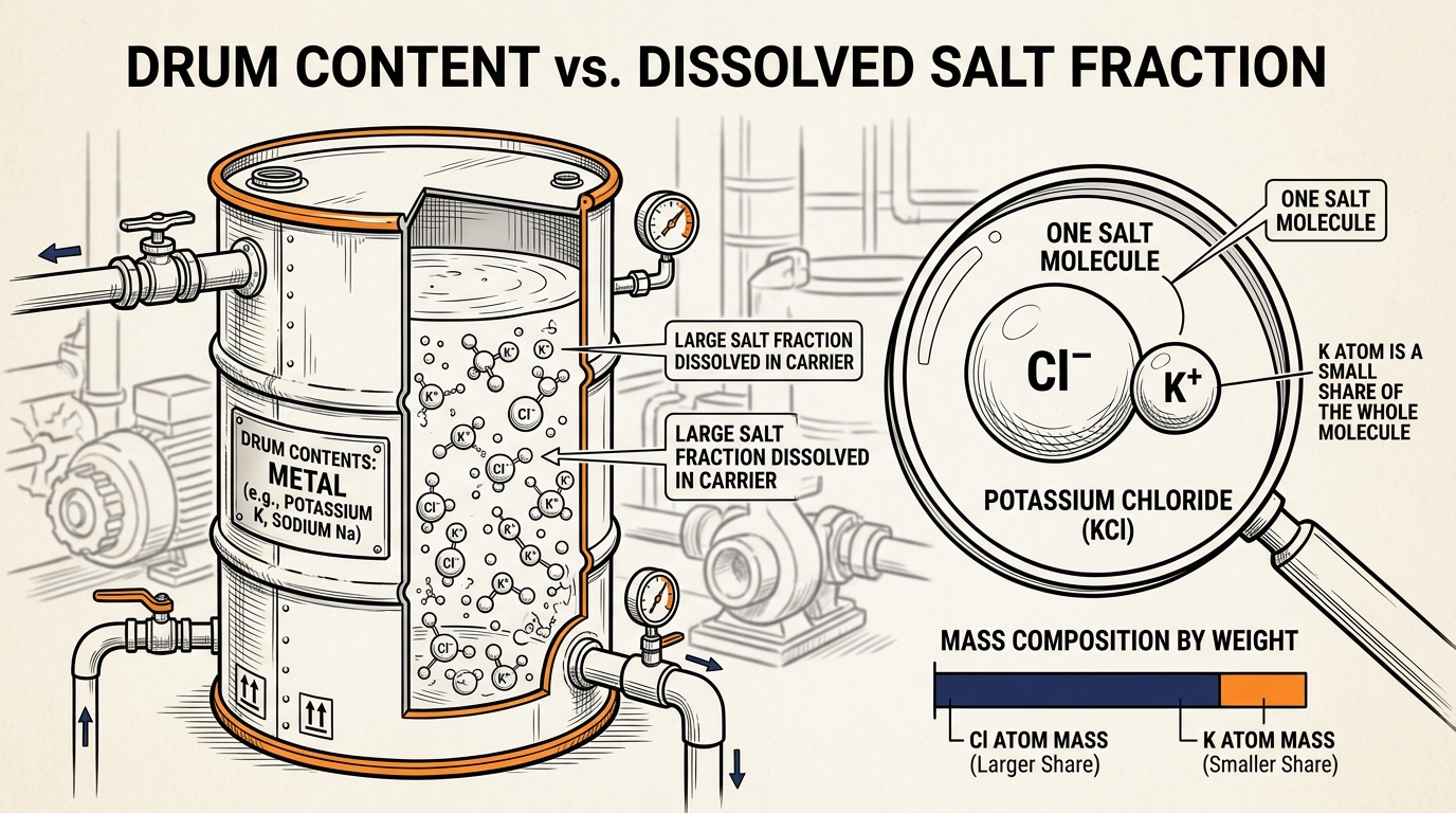 How a potassium octoate catalyst grade label separates metal assay from dissolved salt content