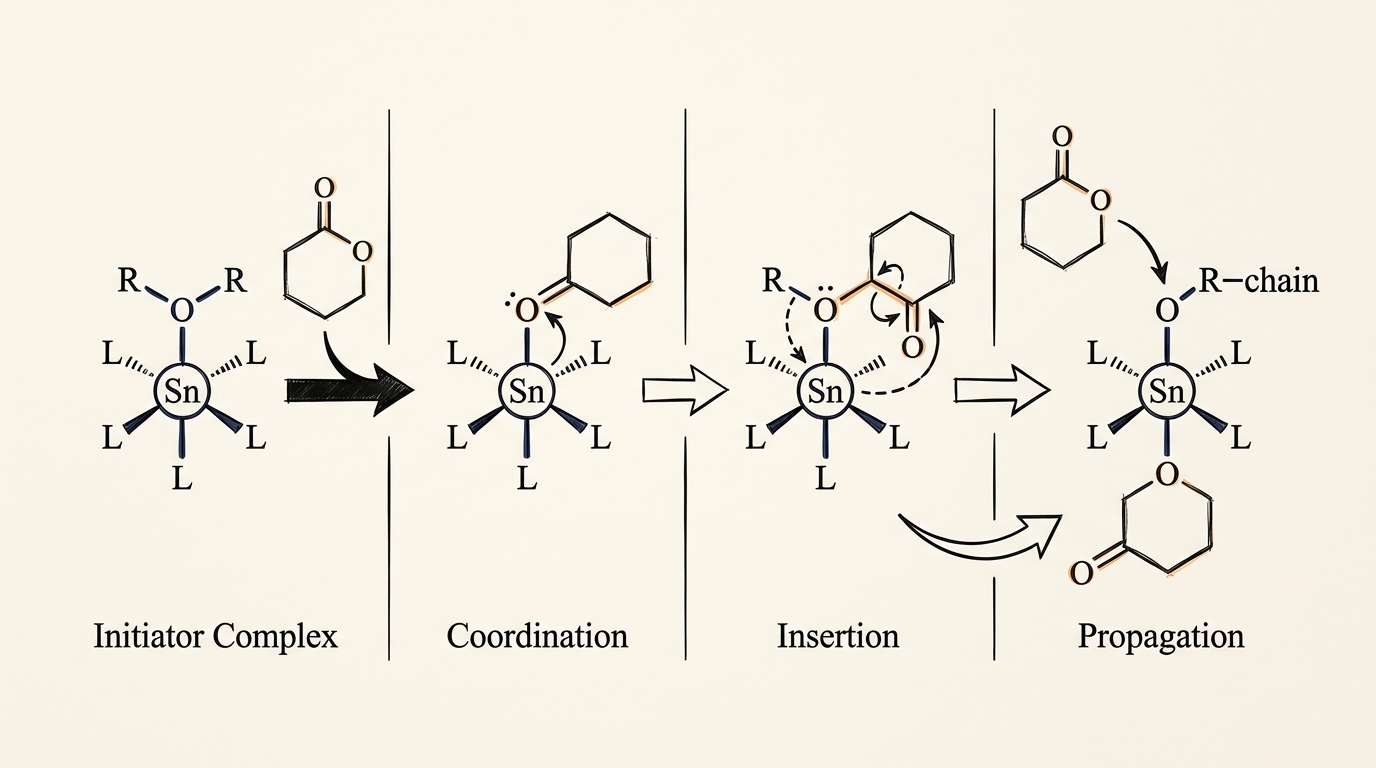 Coordination-insertion mechanism of stannous octoate in PLA ring-opening polymerization