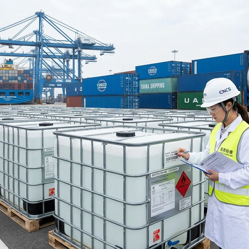 IBC totes, flexi bags and ISOTANKs staged for export