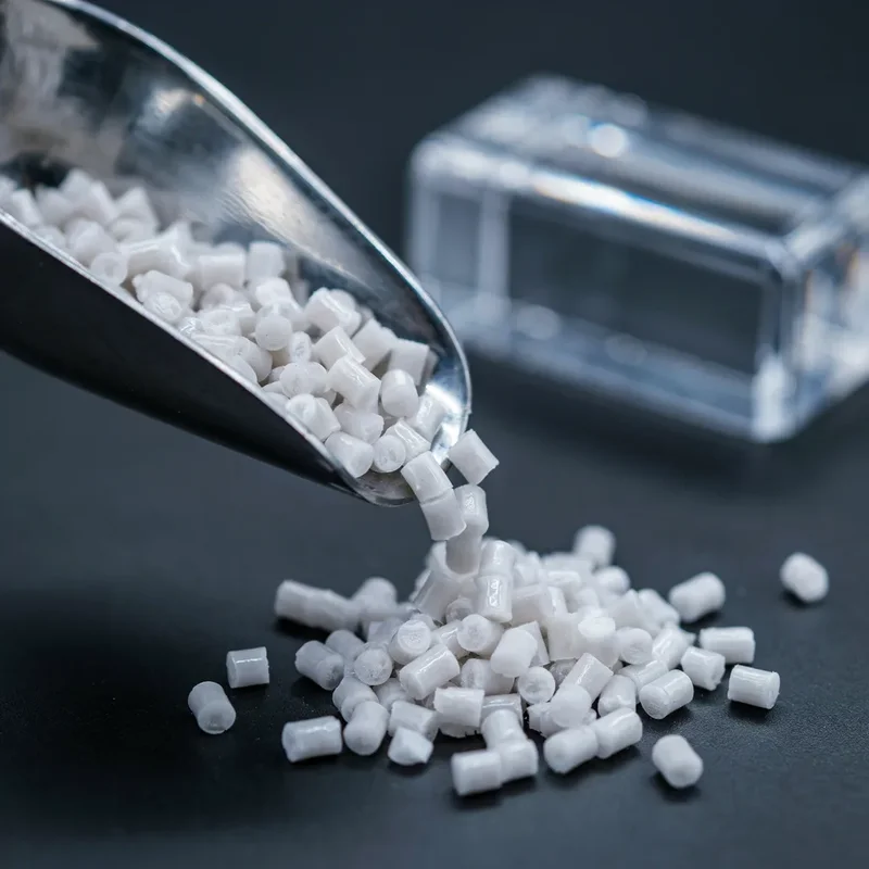 Translucent MZT101 polypropylene antireflective masterbatch pellets in macro view