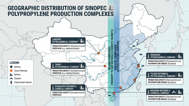 Карта поставщиков полипропиленовой смолы Sinopec на китайских прибрежных и внутренних комплексах