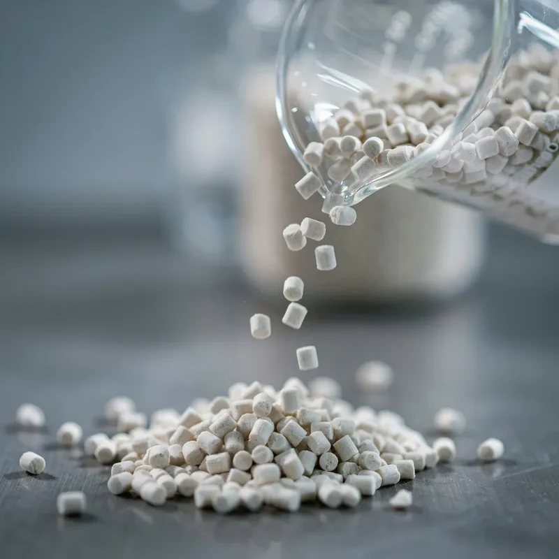 Masterbatch antibloqueo ASM-PE6001 pellets de polietileno blanco, vista macro